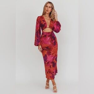 Selfie Leslie - Aurora Dreams Cut-Out Waist Midi Dress Dark Rose